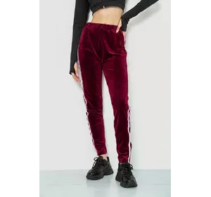 Спорт штаны женские велюровые, цвет бордовый, 244R5576